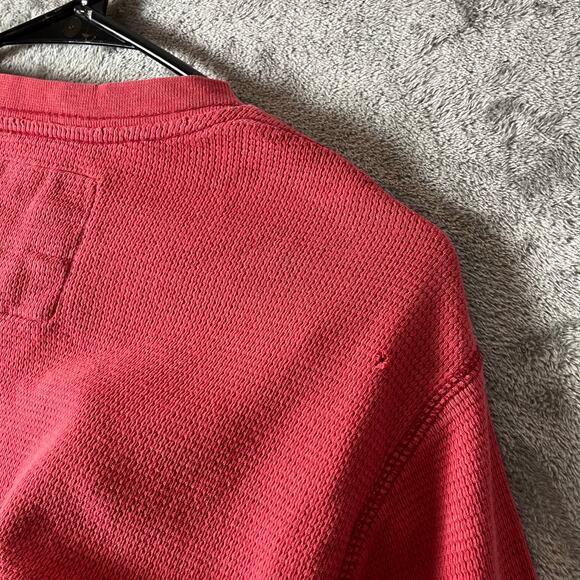 Aeropostale Vintage Y2k Thermal Waffle Henley Mens Size Large Red - Picture 3 of 9